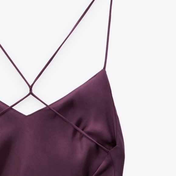 Zara Slip Dress Satin Maxi Open Back Size S - Picture 7 of 12